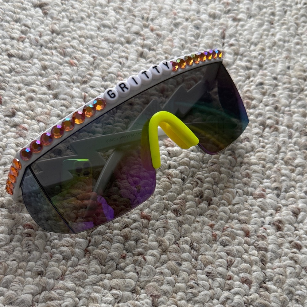 Gritty phish rhinestone sparkle Colorful Embellished Sunglasses